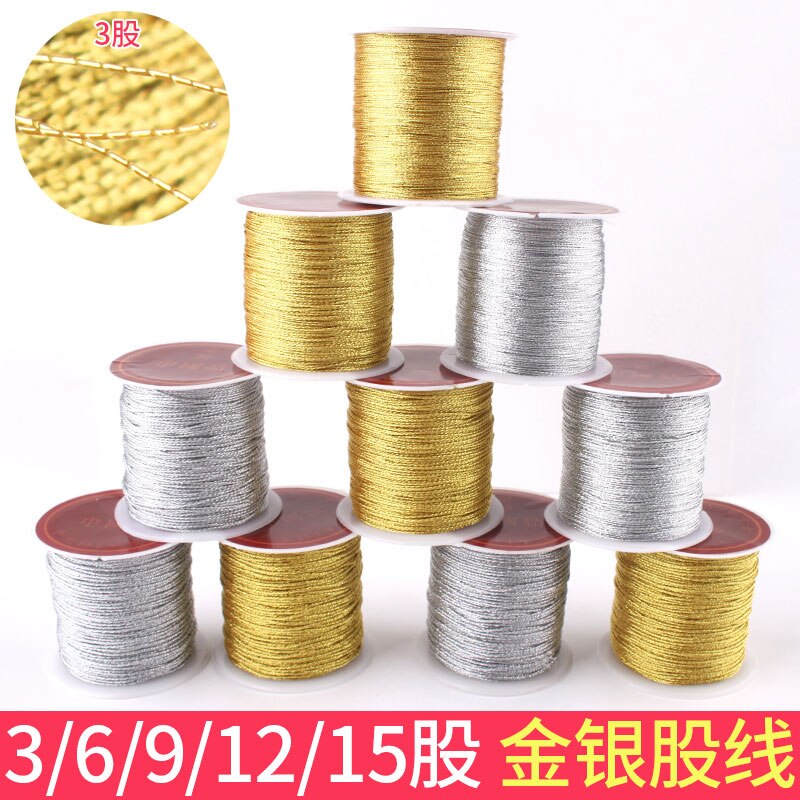 3-strand silk thread gold thread silver thread 9 Bracelet 12 hand woven thread 6-strand thread 15 gold and silver wire DIY embro