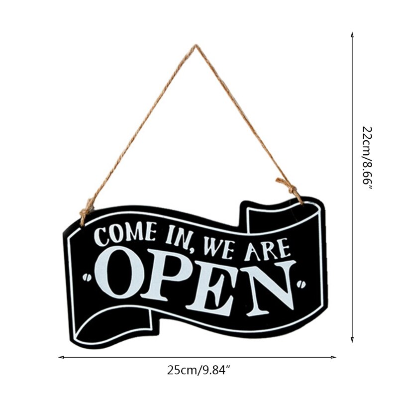 066E Vintage Wooden Double Sided Open Closed Sign Rustic Business Hanging Plaque with Rope for store Shop Cafe Bar Door