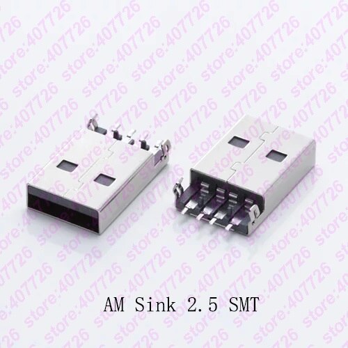 10 stk usb 2.0 stik a type hanstik stik usb stik  am 4 pin vask 2.5 smt /vask 1.2 dip kabel lodning: Vask 2.5 smt sort