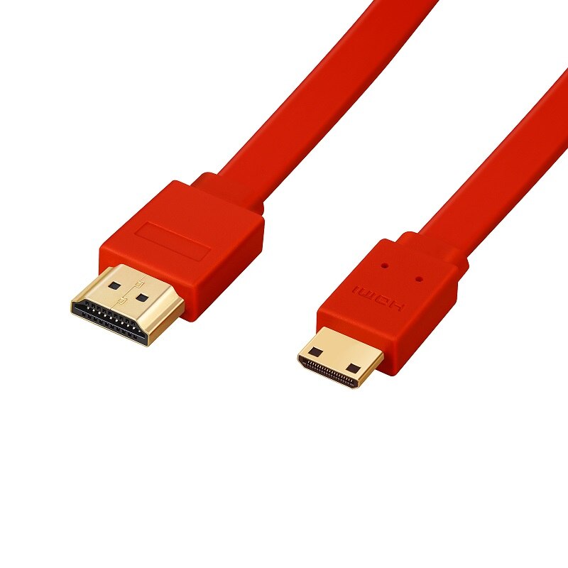 Lungfish High Speed Mini HDMI to HDMI Cable Male to Male 1080P HDMI Cable For TV/display/tablet/notebook/camera A-C HDMI Cable: Red / 1m