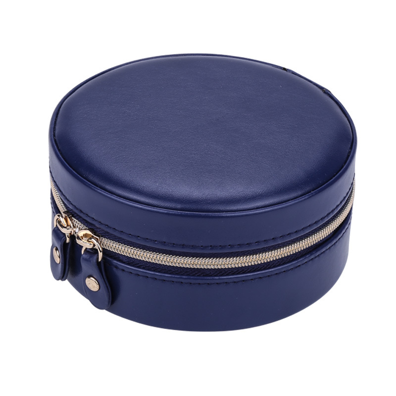 Jewelry Organizer Cases Display Travel Portable Jewelry Box Leather Storage Organizer Earring Holder Boxes Travel Cosmetic Bag: M4-navy blue