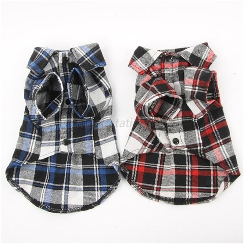 Newly Dog Pet Plaids Shirt Costume Dog Clothes Festival T-Shirt Autumn Spring Clothing For Pet Dogs Cat Grid Clothes