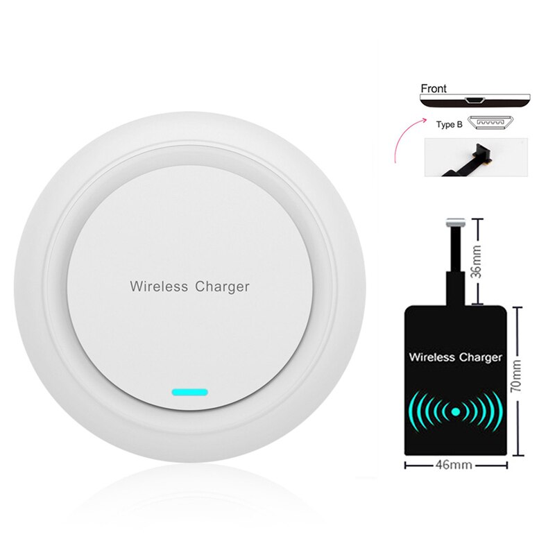 Qi Wireless Charger Pad & Receiver 10W Fast Charging For Samsung S20 S10 iPhone 11 Pro Xs Max X 8 Plus Wireless Quick Charge Set: White Type B