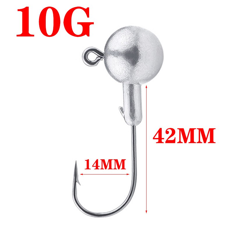 5 Stks/partij Crank Jig Hoofd Haken 3.5G 5G 7G 10G 14G Vissen Haak Lood Jig lokken Harde Aas Zachte Worm Visgerei Accessoires: 10g