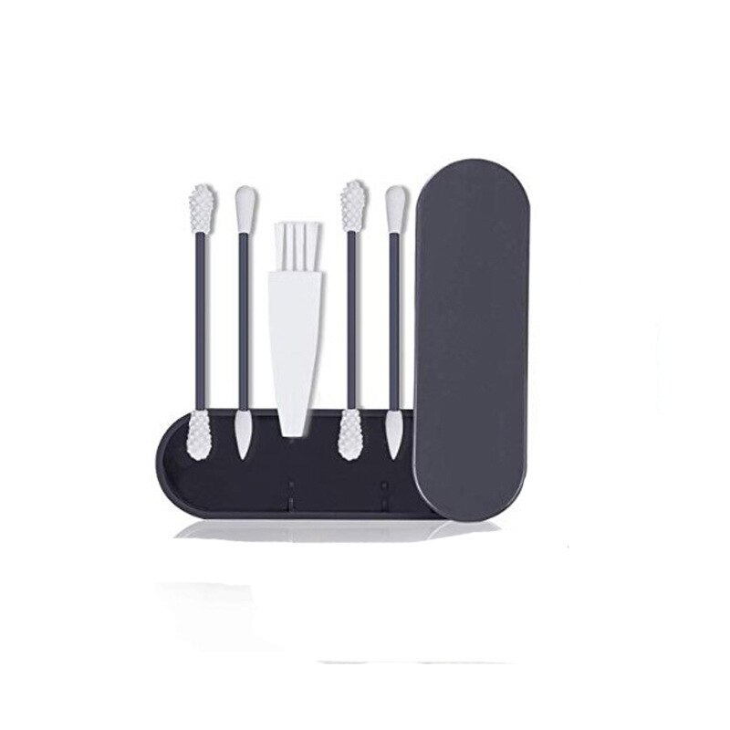 4 pz/scatola Riutilizzabile Tampone di Cotone Orecchio di Pulizia Lavabile in silicone Trucco Tamponi di Spiedi Flessibile Molle Fare su kit di Strumenti di: nero