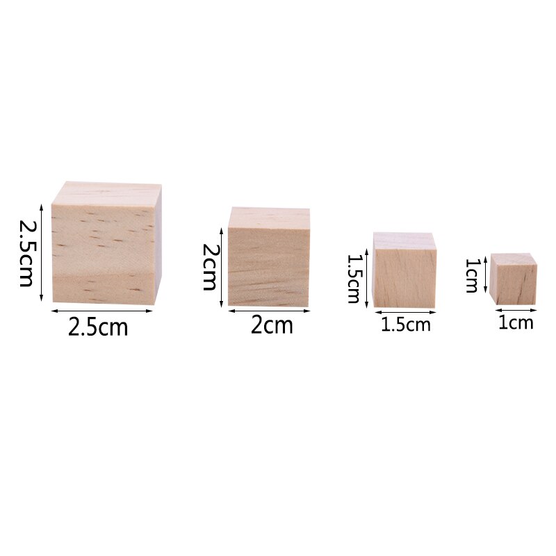 10/20/50P Unfinished Blank Woodwork Mini DIY Wooden Square Blocks 1/1.5/2/2.5cm Wood Cubes Math Making Craft DIY Projects