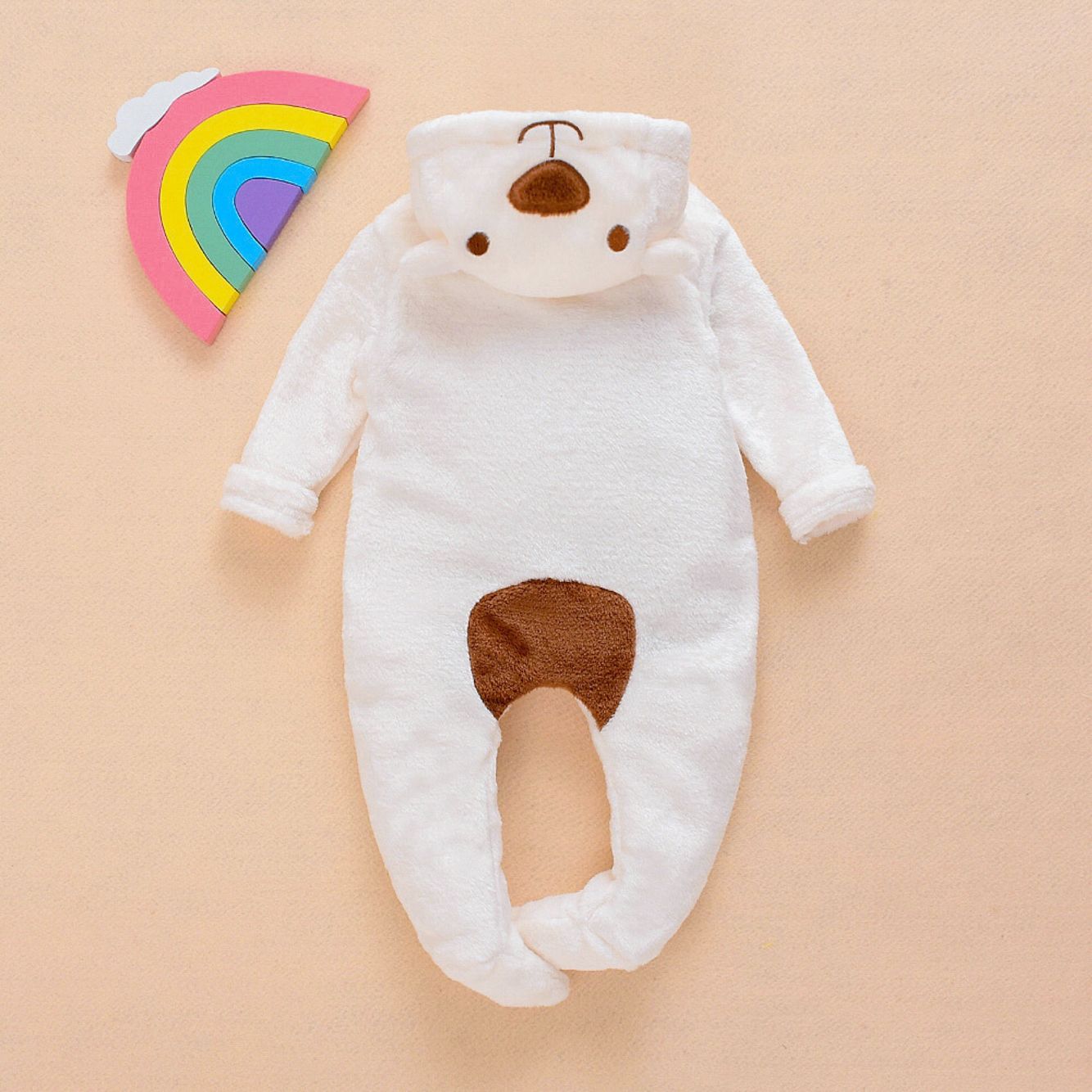Winter Baby Cartoon Beer Rompertjes Jongens Footies Rompertjes Neborn Hooded Zachte Baby Kleding 0-1Y