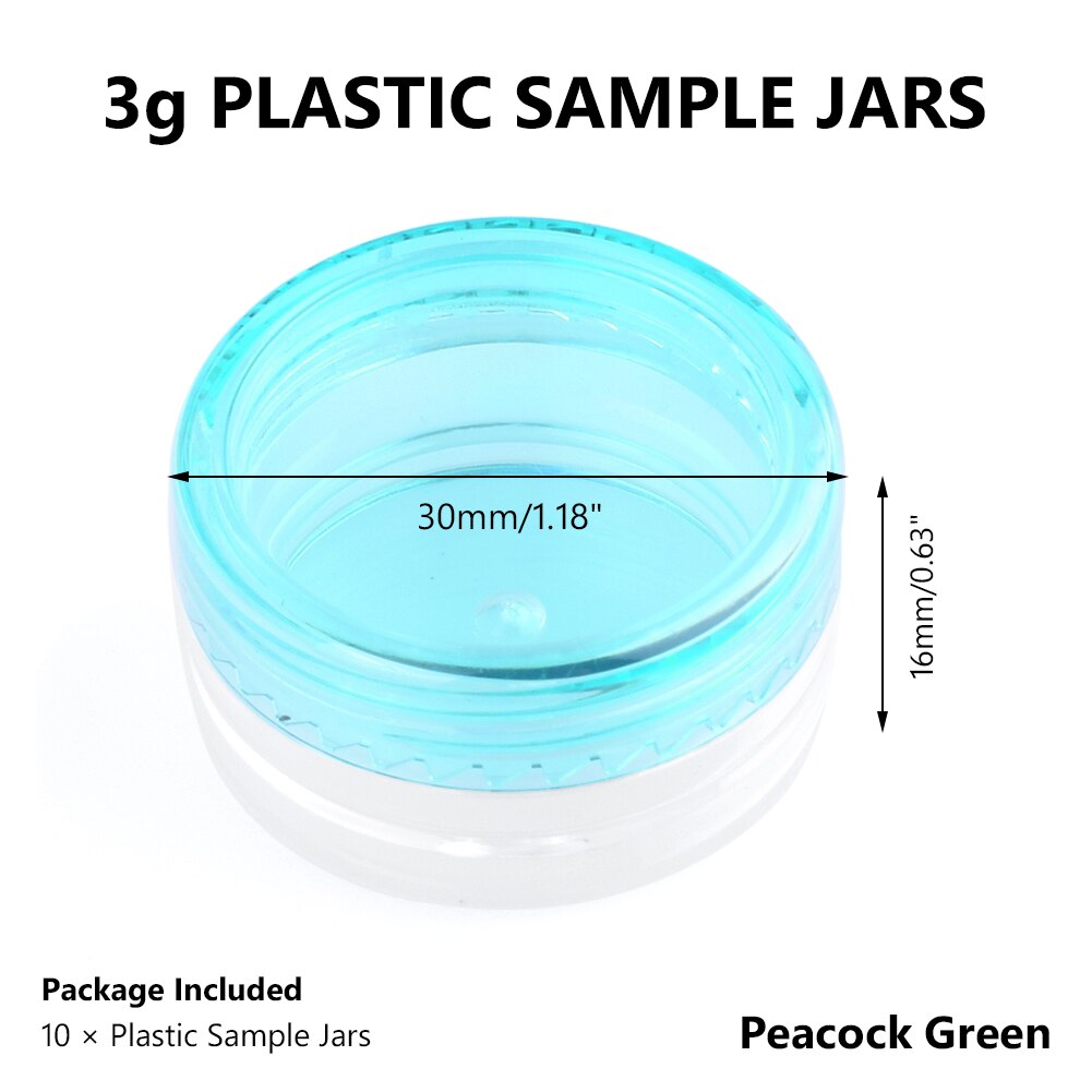 10pcs 3g/5g Empty Plastic Clear Cosmetic Jars Makeup Container Lotion Bottle Vials Face Cream Sample Pots Gel Box Plastic Sample: 3g Green