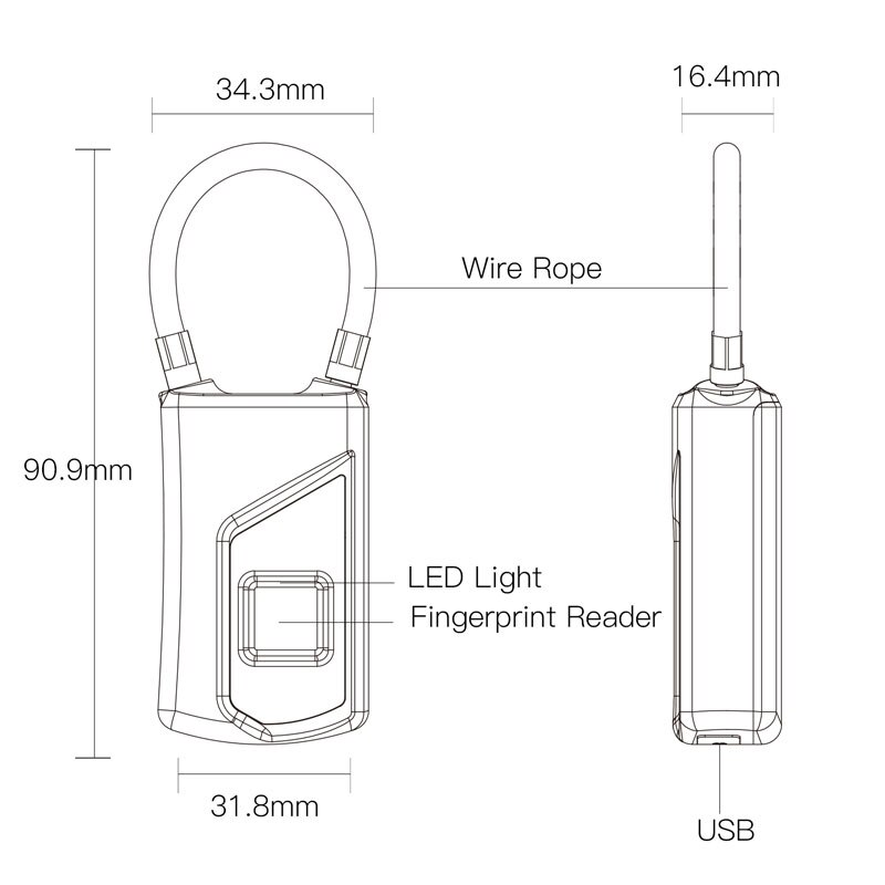 Hoge Snelheid Elektronische Vingerafdruk Hangslot Mini Waterdichte Keyless Kast Zak Biometrische Dmart Intelligente Beveiliging Deurslot