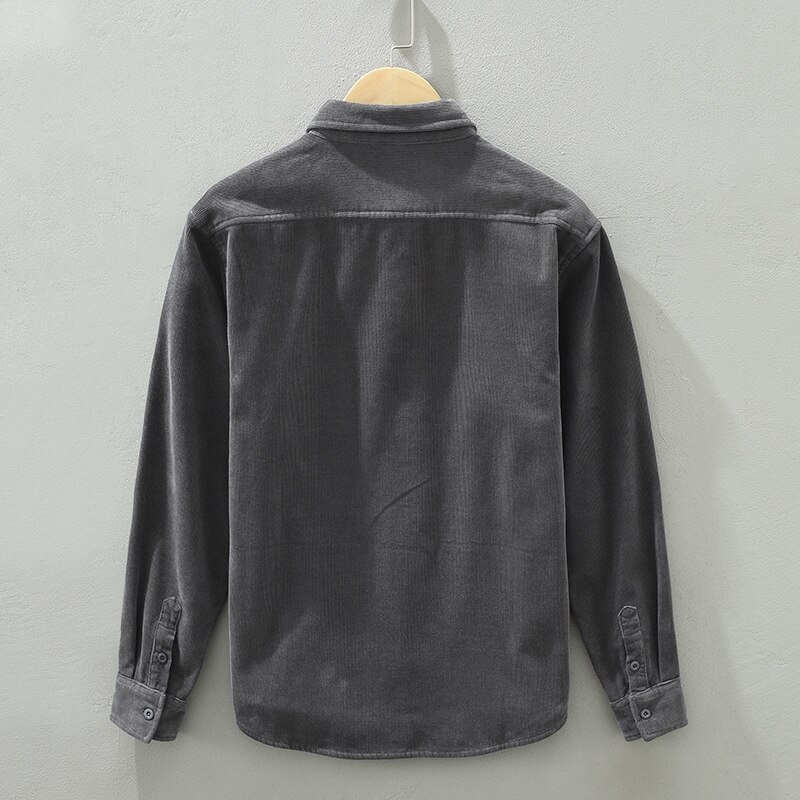 Chemise en molleton épais pour homme, vêtement d'extérieur , Vintage, urbaine, Simple, à revers, ample, Cargo, tous les jours, 1352