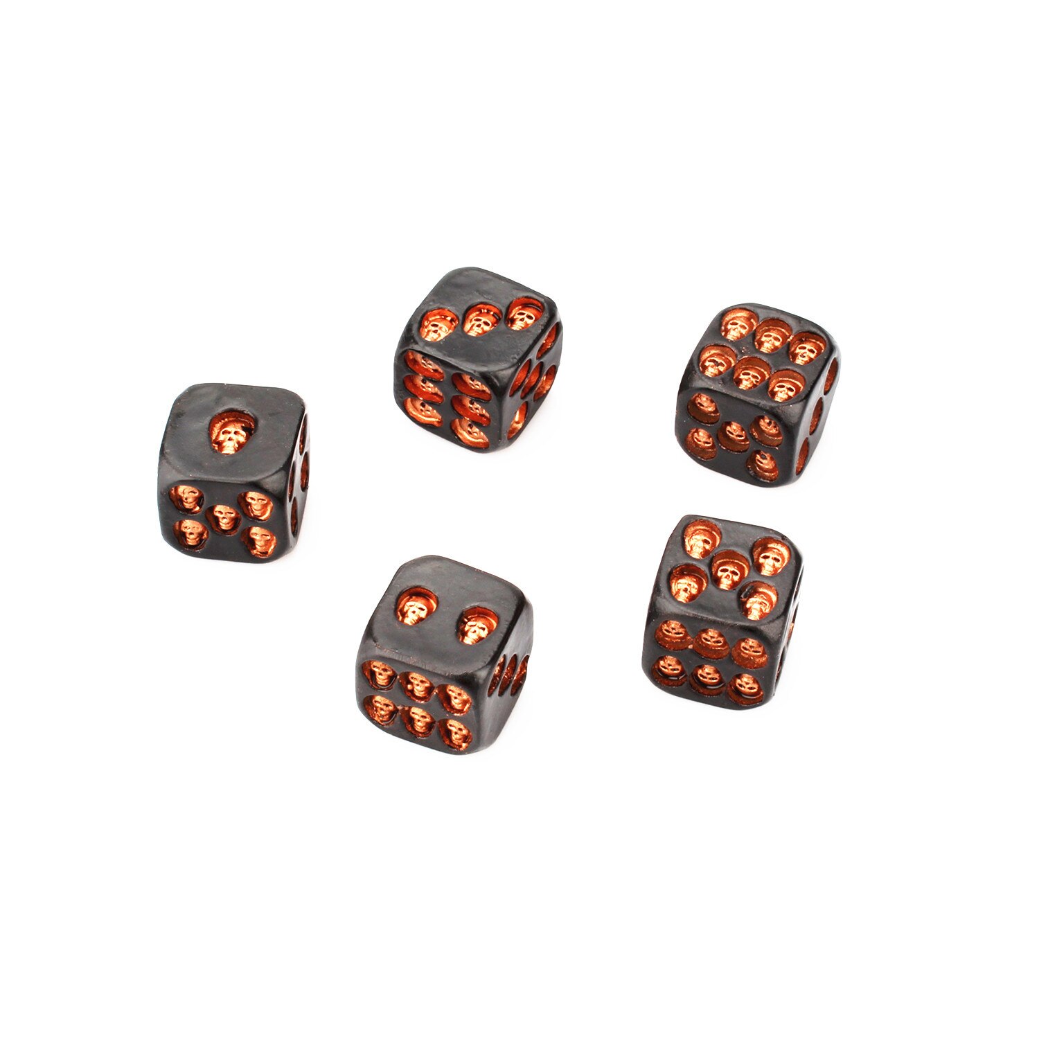 5 stks/set Zwarte 6 Zijdige Dobbelstenen Ronde Hoek Schedel Dices 18x18mm Spelen Tafel Game Entertainment Levert voor Party Game