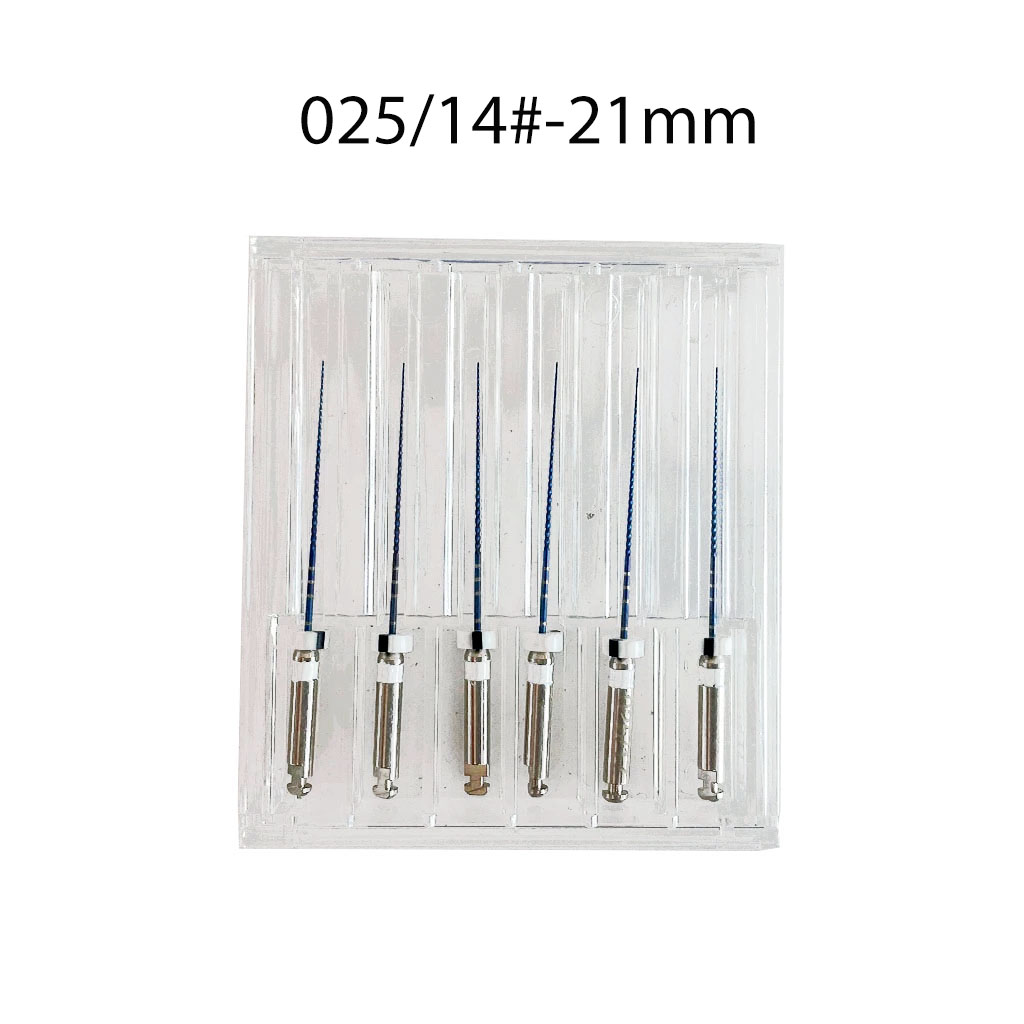 6 sztuk/paczka Dental endodontyczne ścieżka pliki elastyczne NiTi kanał Root wybielanie zębów autoklaw Endo stomatologia terapia 21/25m: 025-14-21mm
