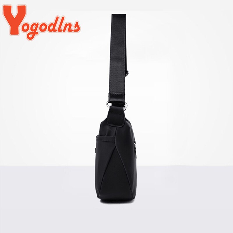 Yogodlns Schwarz Nylon Schulter Taschen Frauen Handtasche Klassische Sport Umhängetasche Schulranzen Damen Kreuz-körper Schlinge tasche