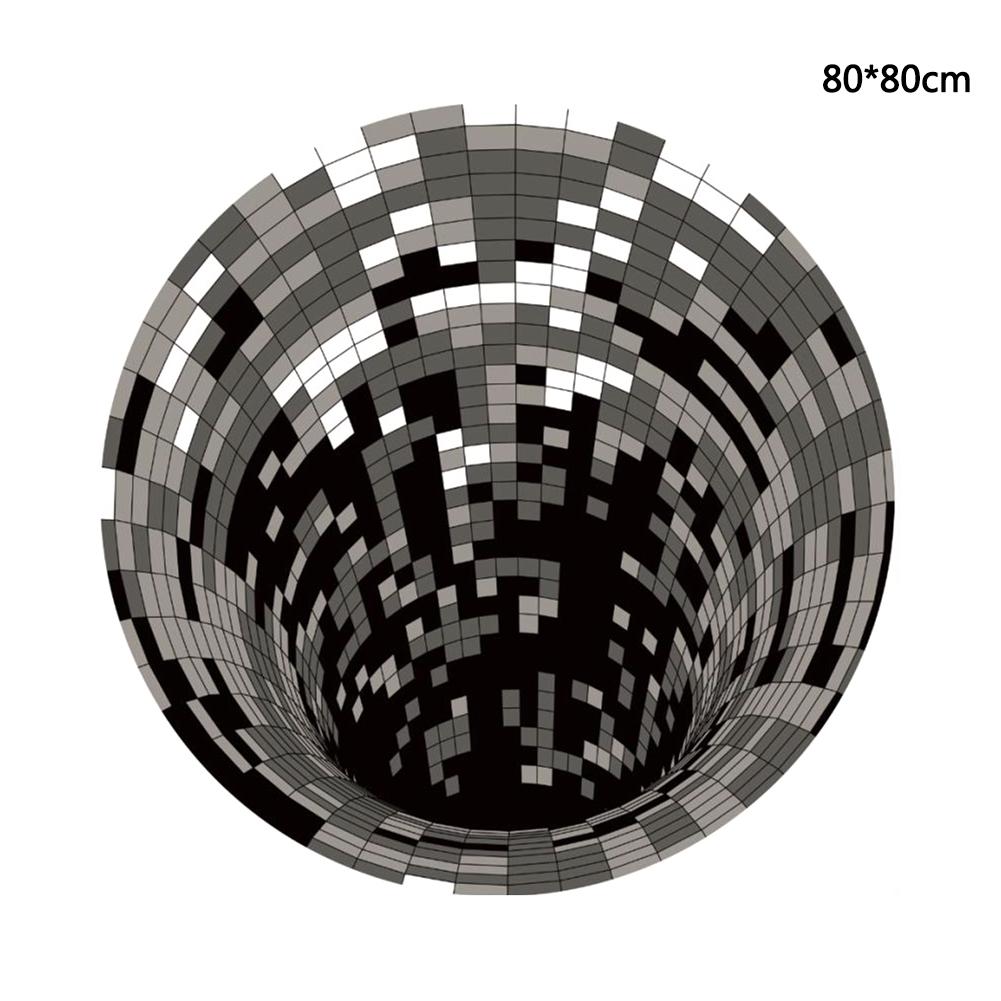 3d vortex illusion tæppe hvirvel print optiske illusion områder tæppe gulvtæppe gulvbelægning skridsikker spiral dørmåtter til hjemmestue indretning: 80 x 80cm