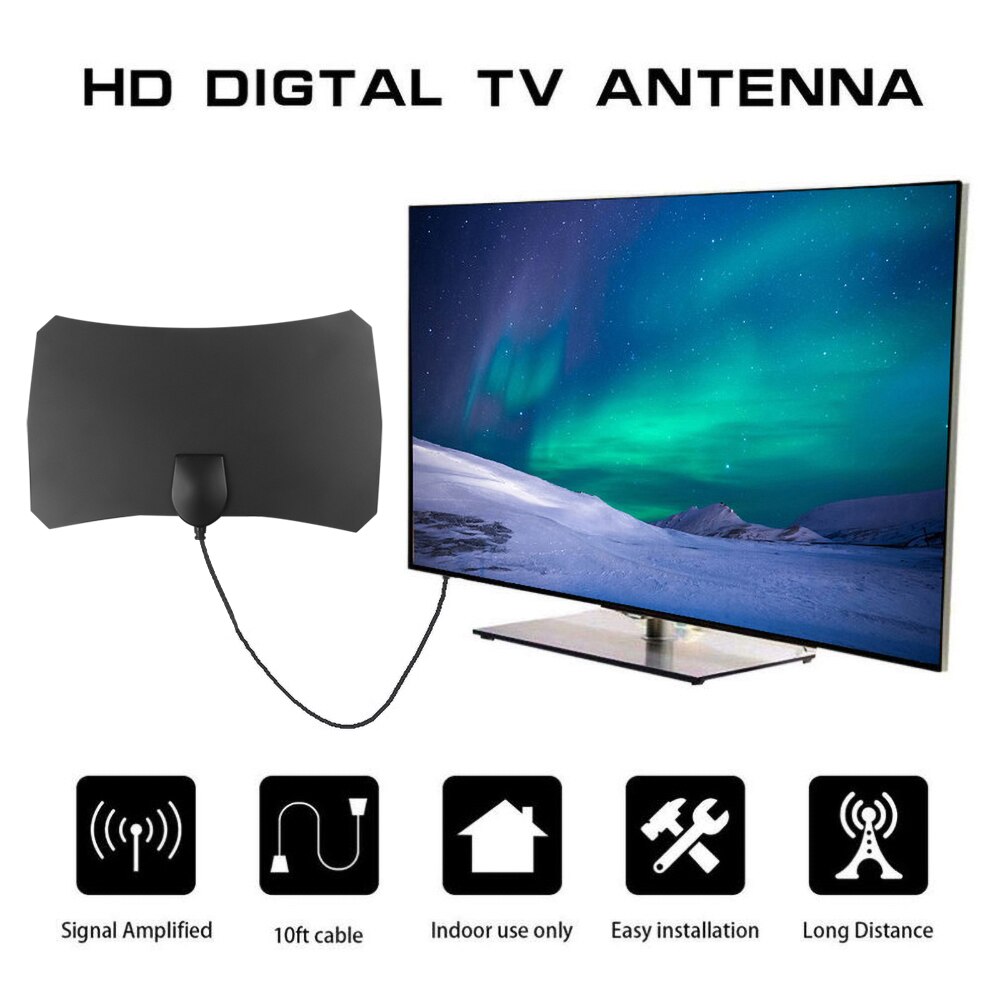 Kebidu 4k 25db high gain hd tv dtv box digital tv antenne eu stik 50 miles booster aktiv indendørs antenne hd flad