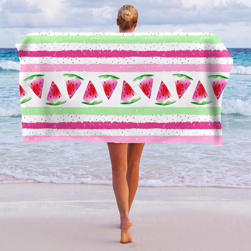 Toalla de playa de sandía superventas de microfibra de doble cara de lana de secado rápido Rectangular Toalla de baño Silla de playa cojín