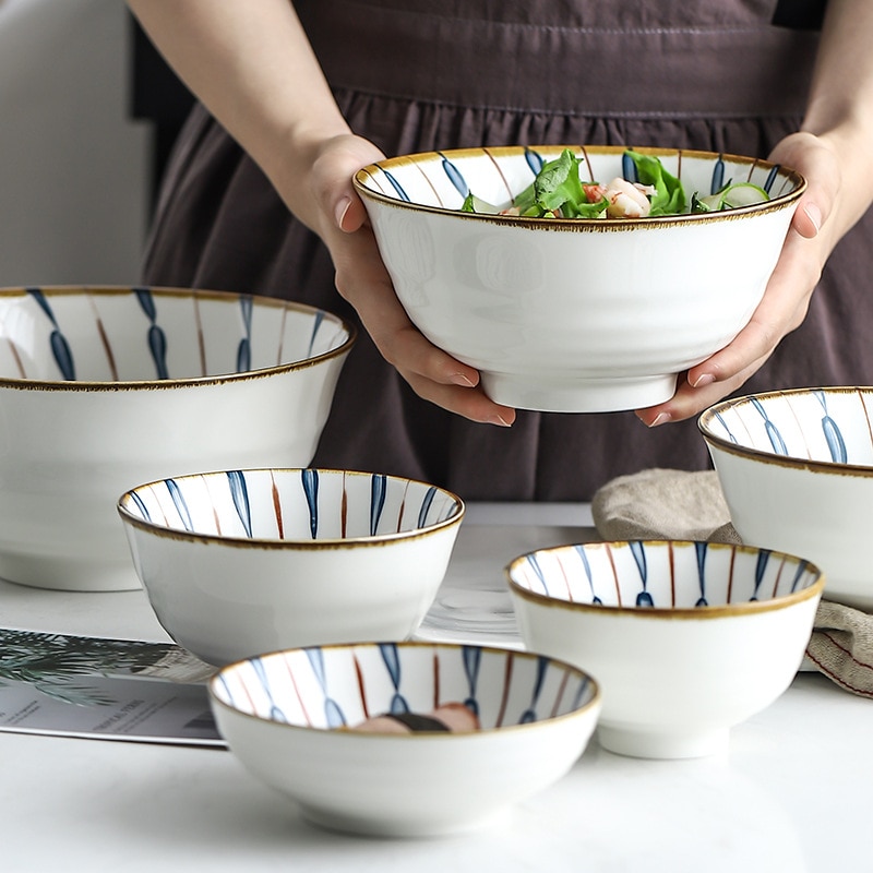 Keramische Kommen Voor Soep Salade Rijst Pasta Nordic Stijl Servies Plaat Pak Voor Diner Yoghurt Dessert Poki Voedsel Schotel Granen kom
