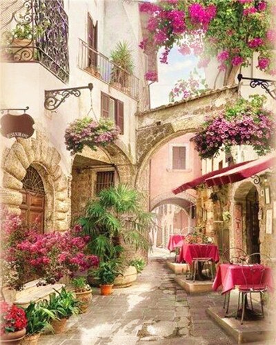 EverShine Painting By Numbers House DIY Kits Drawing Canvas Wall Art Landscape Hand Painted Home Decoration: SZES-2198