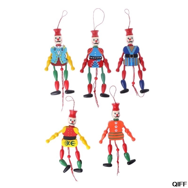 Grappige Vintage Kleurrijke Trek Het Touw String Speelgoed Marionet Koning Houten Craft Kids Kinderen Willekeurige Kleur May06