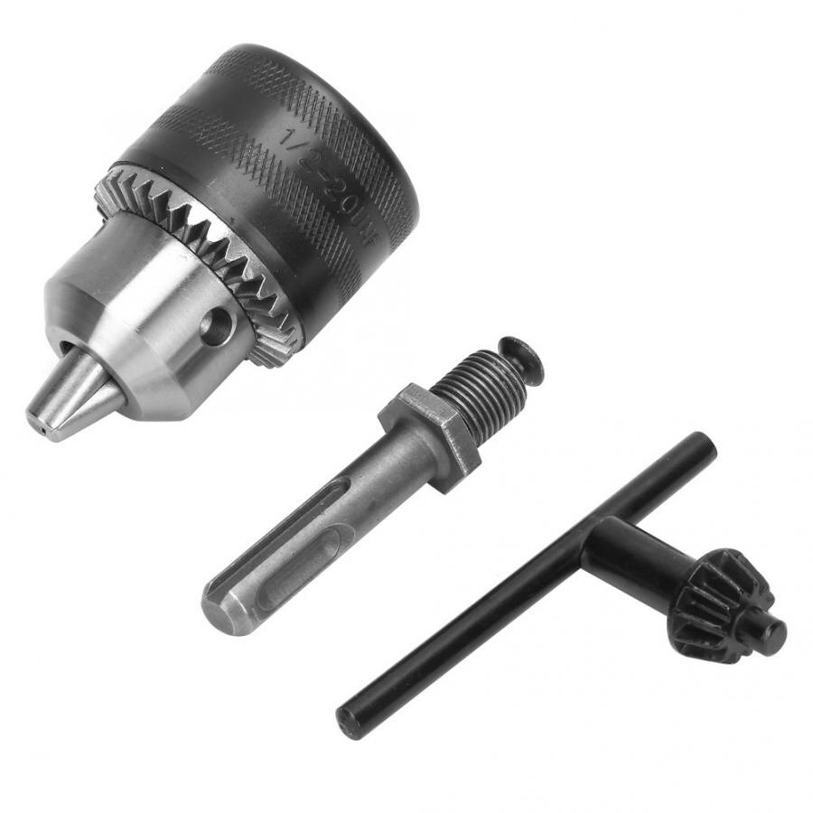 Drill Chuck 1.5-13mm 1/2-20UNF Key Type Drill Chuck with SDS Round Shank Adapter Electric Hammer Converter