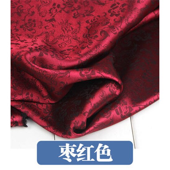 100x120 cm Satijn Brokaat Stof Jacquard Traditionele Draak Bloem DIY Stof 916-2: purplish red