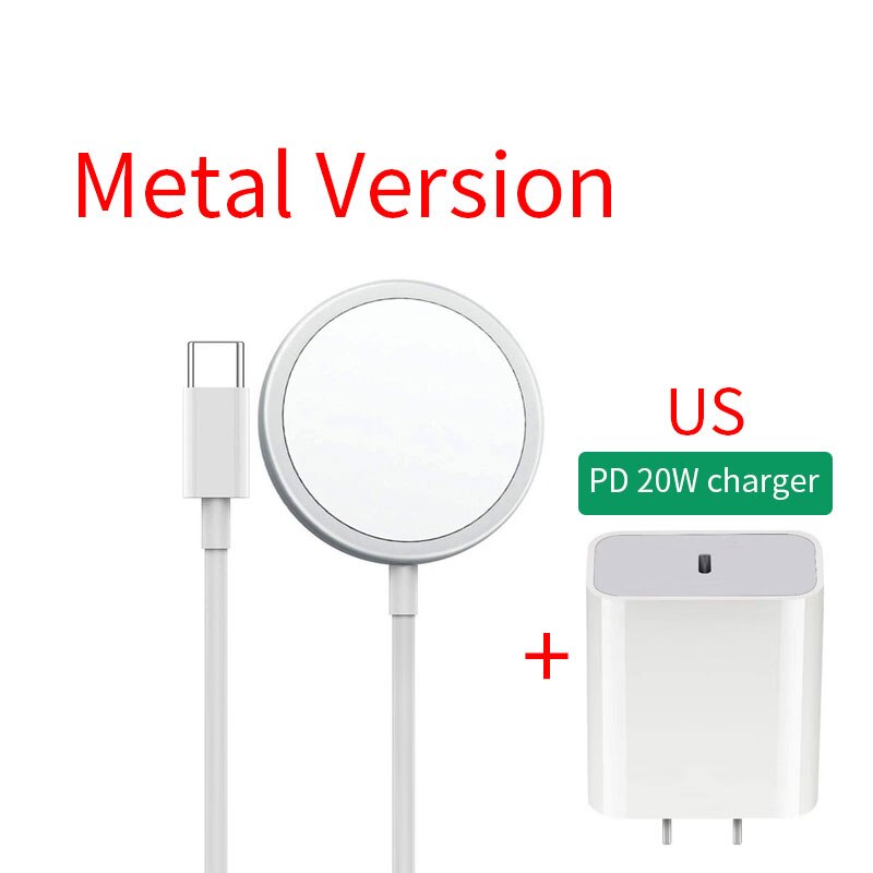 Magnetische 15W Draadloze Oplader Voor Iphone 12/12 Mini/12 Pro/12 Pro Max Snelle Draadloze Opladen Telefoon oplader Voor Samsung S9 Xiaomi: Metal Version-US