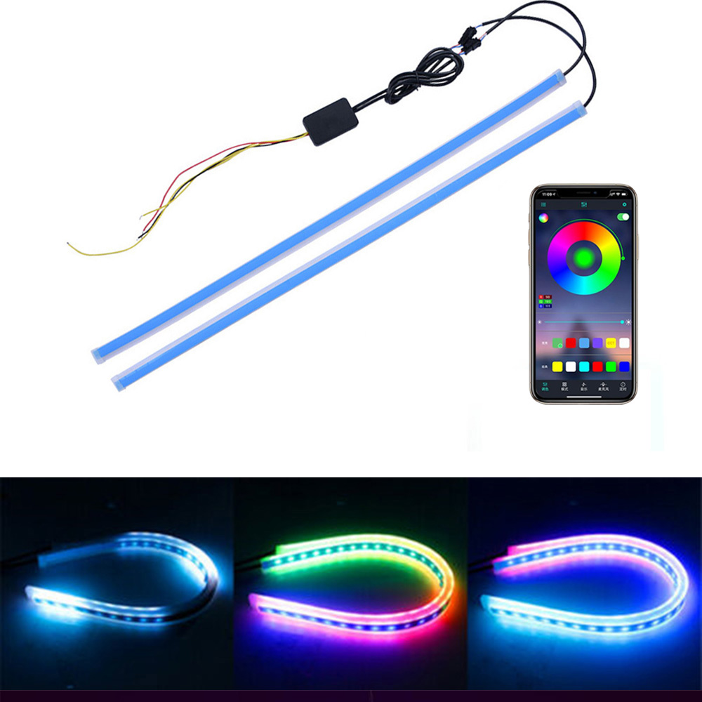 Flexible Led Strip Lights RGB DRL Daytime Running Lights Sequential Switchback Led Strip Neon Auto Headlight Decorative Lamp: army green / 5400K