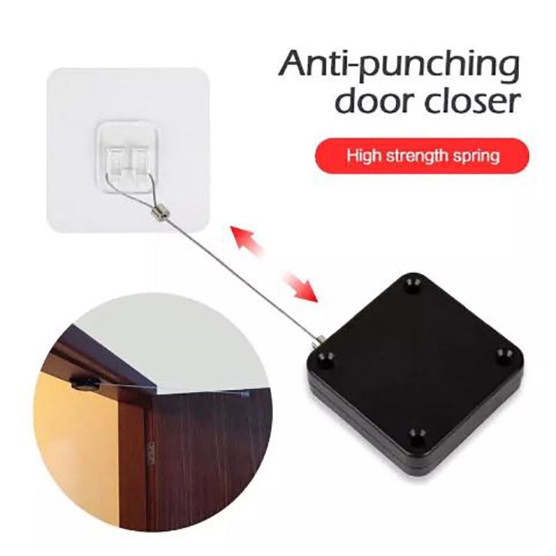 1 Set Black/White Door Closer Punch-Free Automatic Door Closers For Drawers Rawstring Bracket Door Automatic Closer 500G Pull