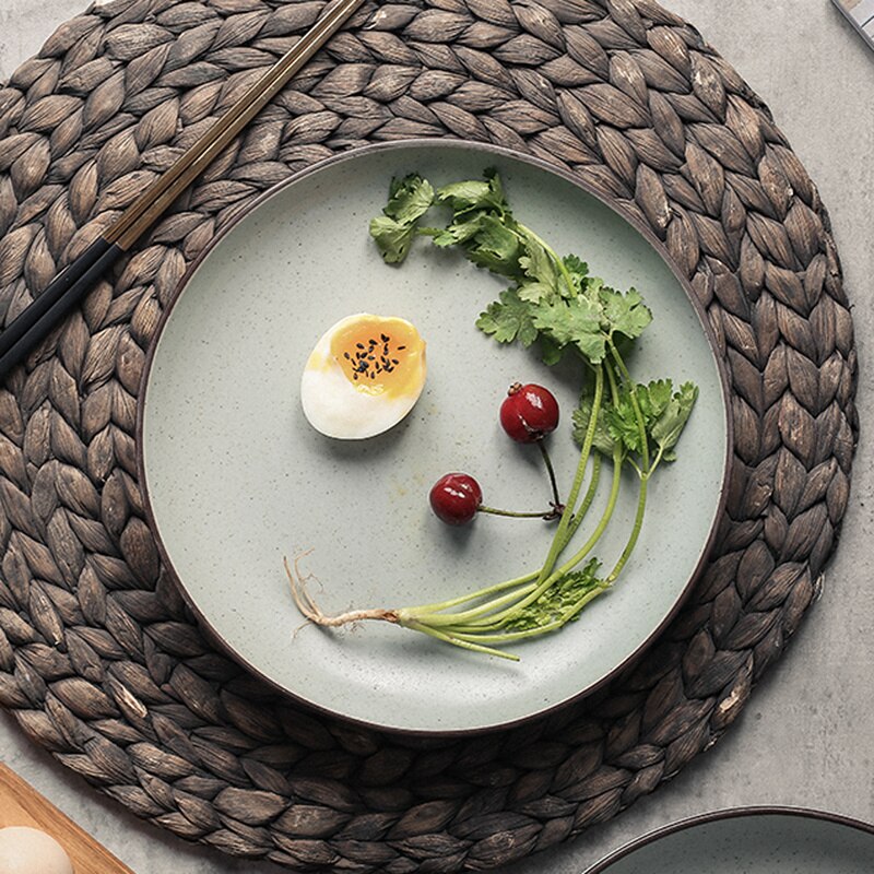 Japanese Retro Tableware Ceramic Dinner Plates Stoneware Hand-painted Plate Handmade Dishes Household Kitchen Dish Dinnerware