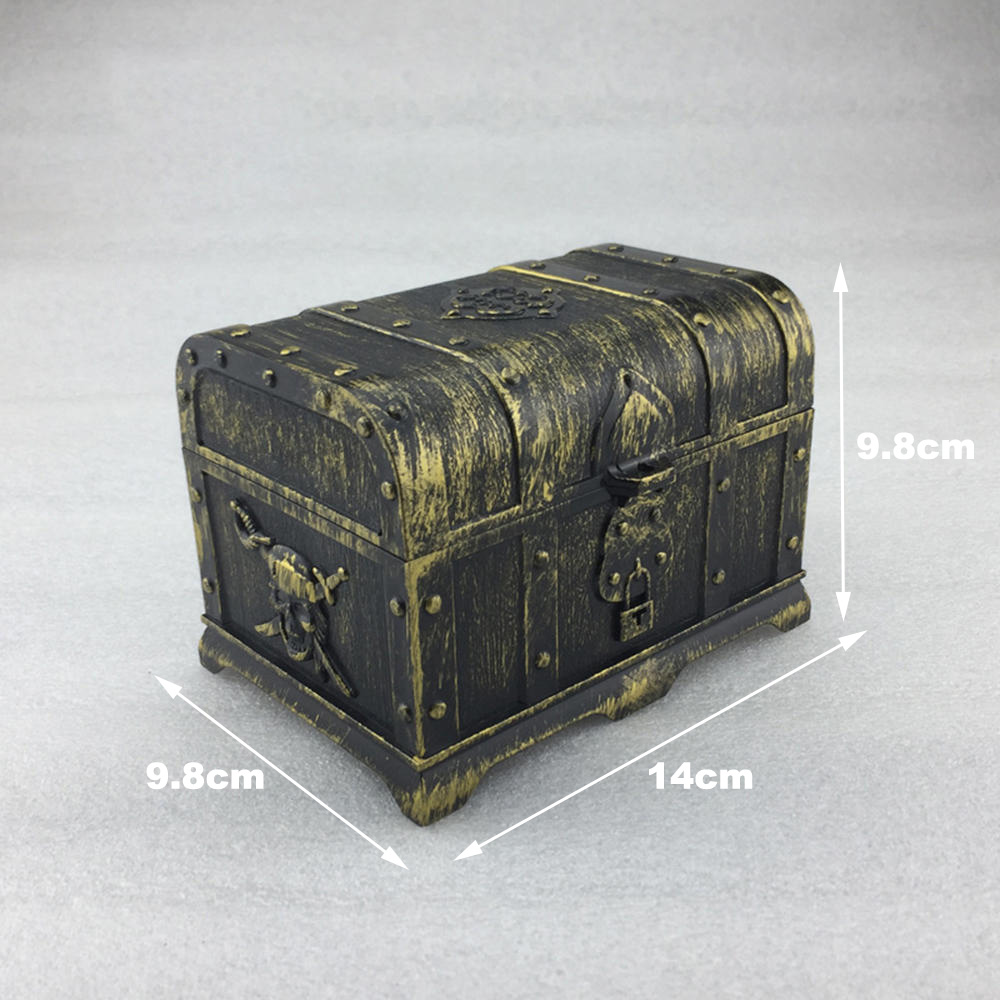 Plastic Pirate Treasure Box Crystal Gem Jewelry Box Storage Organizer Chest Box Treasure For Jewelry Gem Trinket Box: Square cover