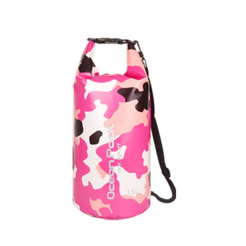 Sac à dos étanche pour Kayak, canoë, Rafting, sports de plein air, stockage sec, 5L/10L/15L/20L/30l: 15L Pink