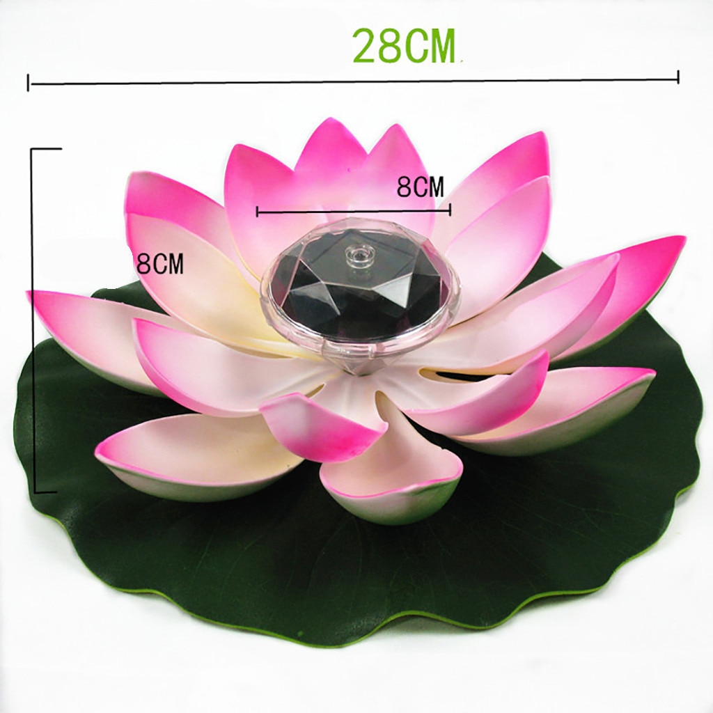 Solcelledrevet led blomsterlys kunstig lotus form flydende springvand dam have pool lampe led nat lys sol pool lys