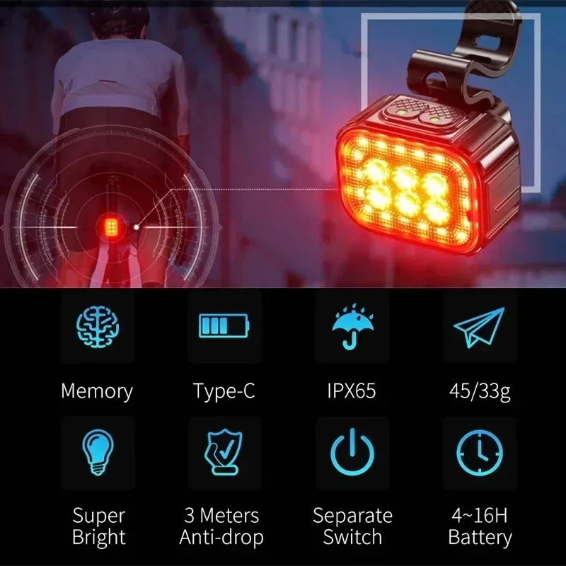 Luz delantera para bicicleta con carga USB, luz trasera de advertencia para bicicleta, faro trasero impermeable, linterna, luz Led para ciclismo
