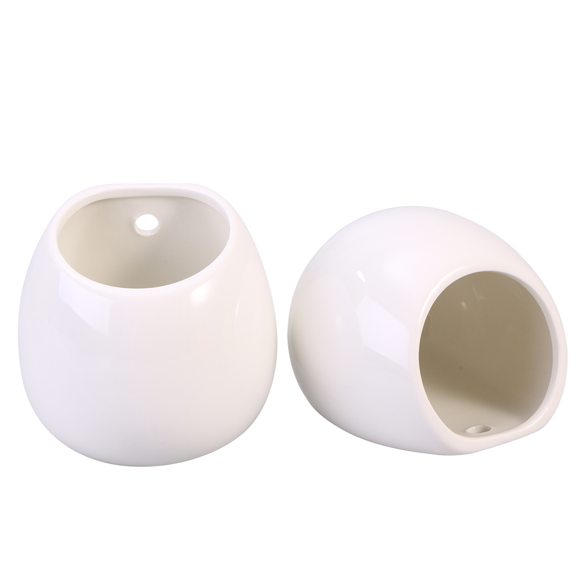 2pcs Whiteware Ceramic Flower Pot Plant Pot Hanging Planter Outdoor Round Pots Wall Containers Flower Pot Vase Without Hole