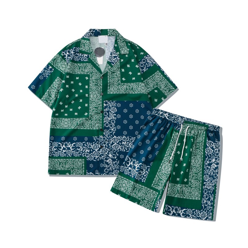Ensemble de plage et de pour homme et femme, matière fine, Bandana, vert, été: XL / set
