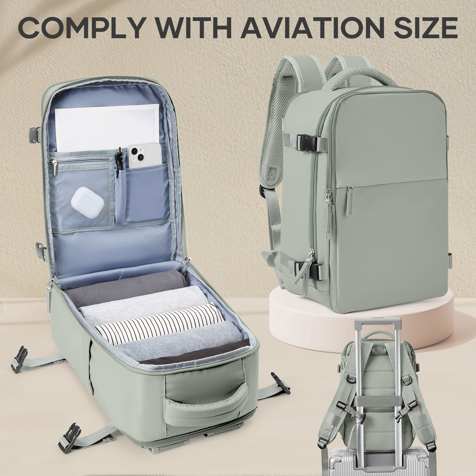 Mochila de viaje Ryanair avión 40x25x20 bolsa de cabina, mochila de trabajo para ordenador portátil para hombres, equipaje de mano mochila Ryanair mochila femenina: Azul