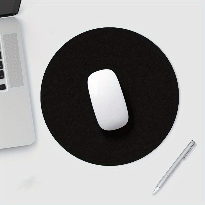 Round Mouse Pad Single-sided Solid Color Universal Non-slip Pad Mouse Pad Suitable for Laptop Office Leather Gaming Mouse Pad: black