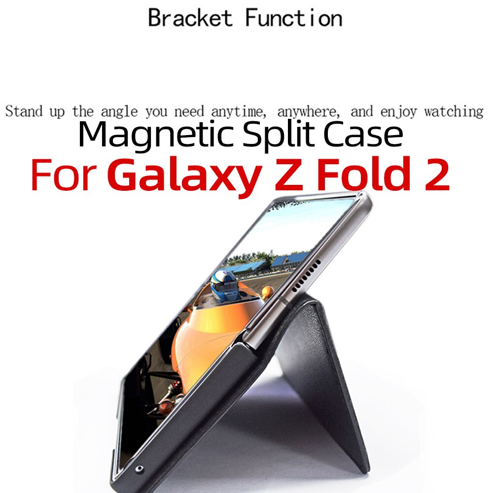 Magnetic attraction Split fold Case For Galaxy Fold 2 Case Case for Galaxy Z Fold2 5G Leather Flip Case Mobile Phone Shell