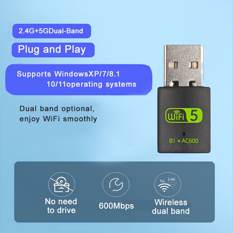 Hannord 600Mbps USB WiFi Bluetooth Adapter Dongle Dual Band USB Wifi Adapter USB Bluetooth Drahtlose Netzwerk Karte Für PC Laptop
