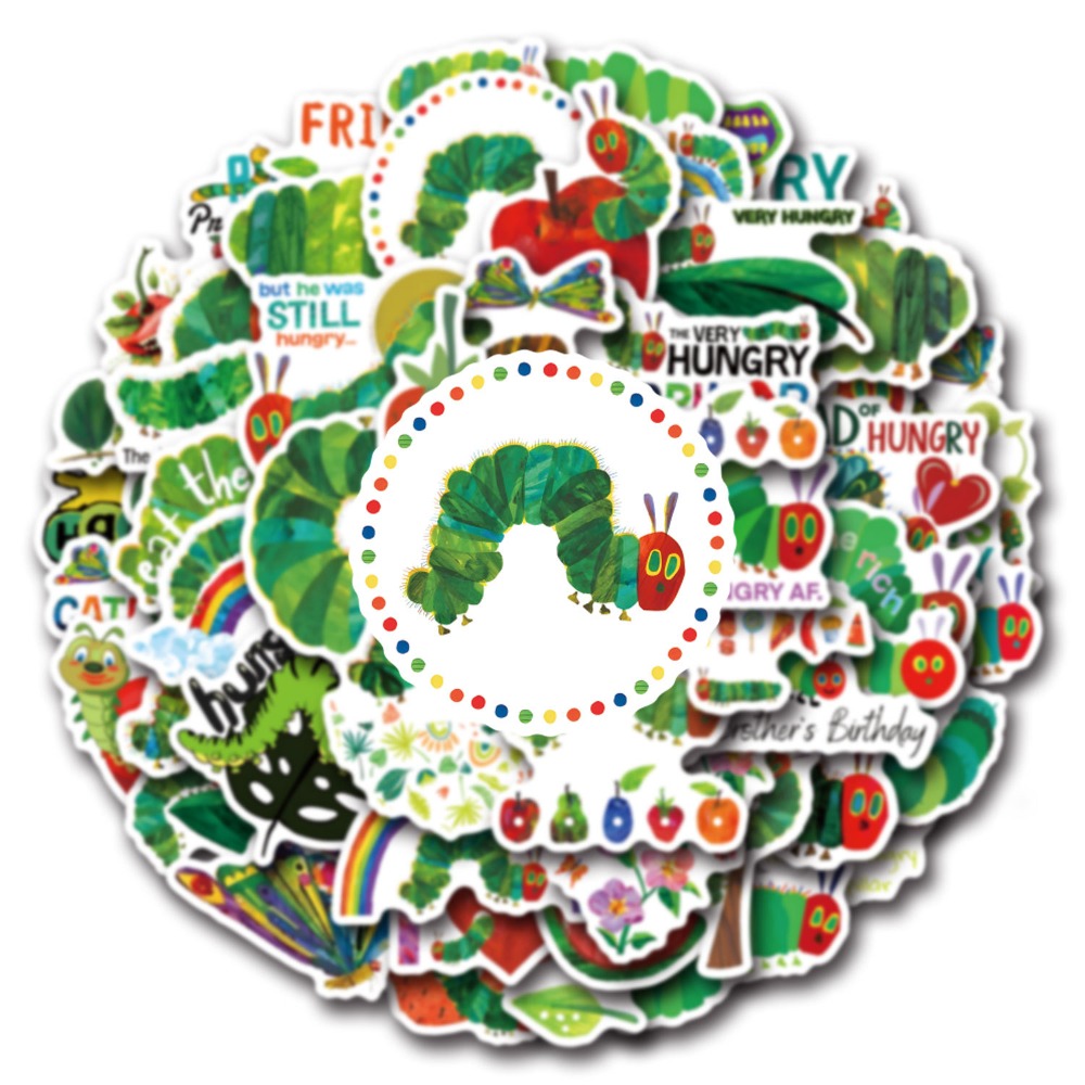 10/55 sztuk śmieszne bardzo głodna gąsienica naklejki Cartoon Graffiti naklejki DIY Laptop telefon gitara księga gości dla dzieci