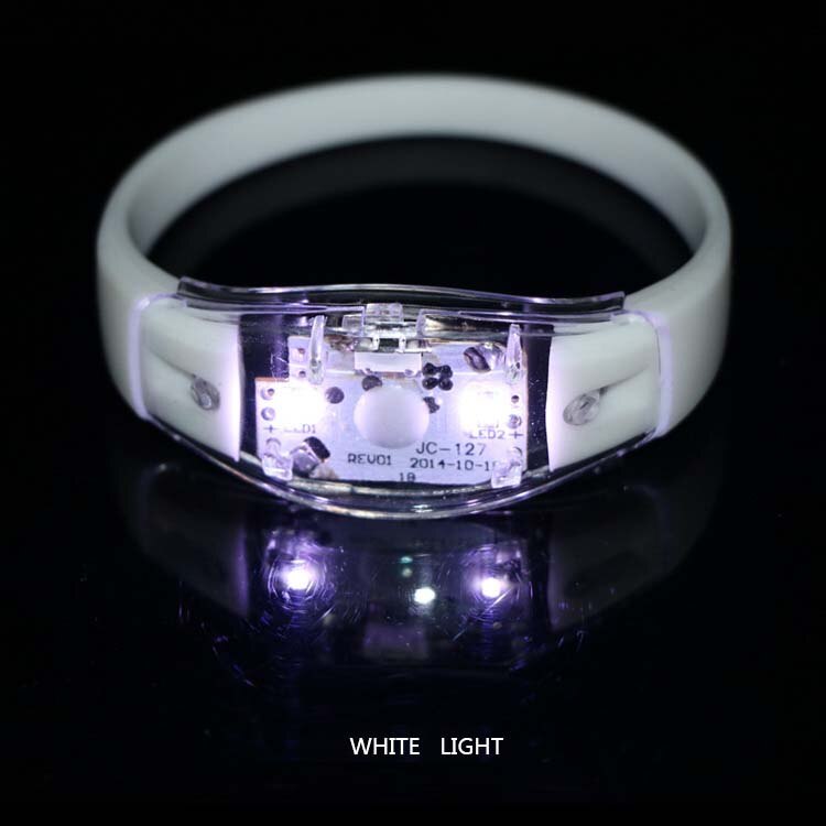 Bracelet en Silicone à lumière contrôlée par le son, lueur active, clignotant, de fête, fête, mariage, fête, Festival: white