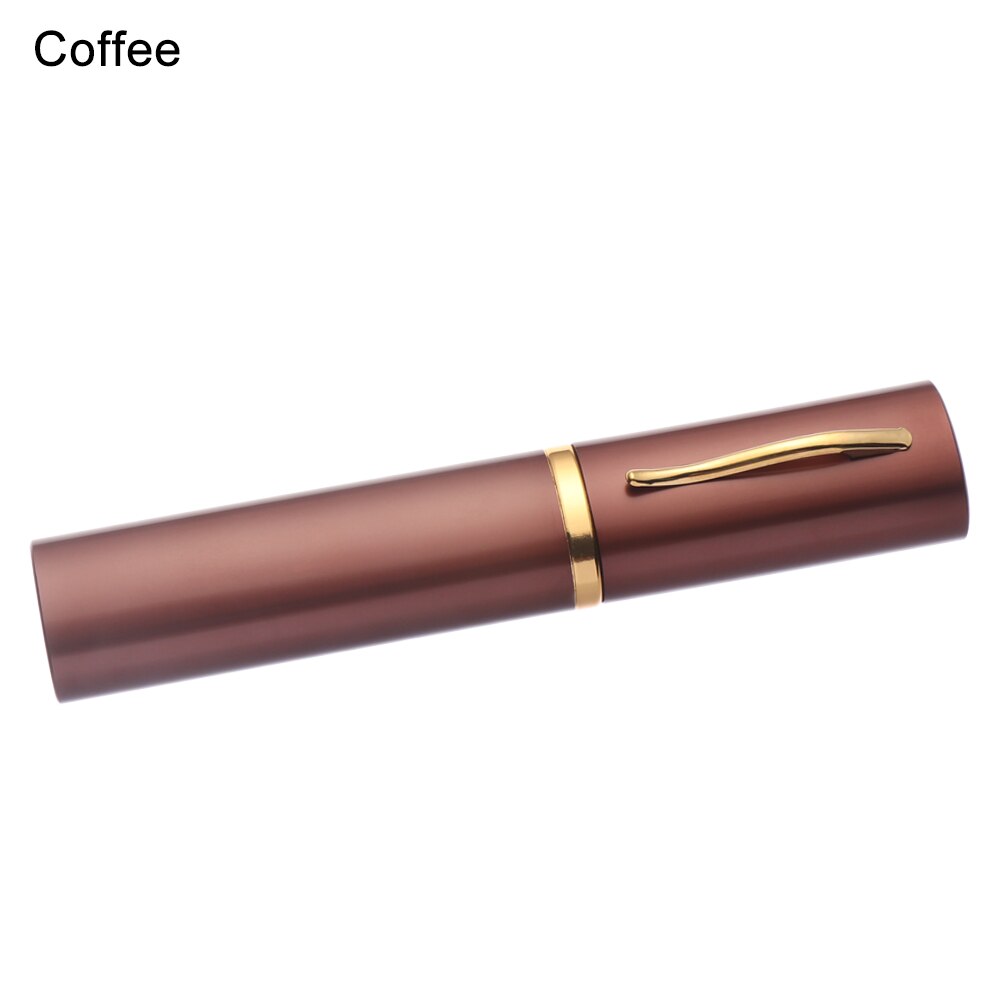 Kvinder mænd bærbare mini aluminiumoxid blyant briller boks metal mini bærbare læsebriller solbrille etui briller protecto: Kaffe b