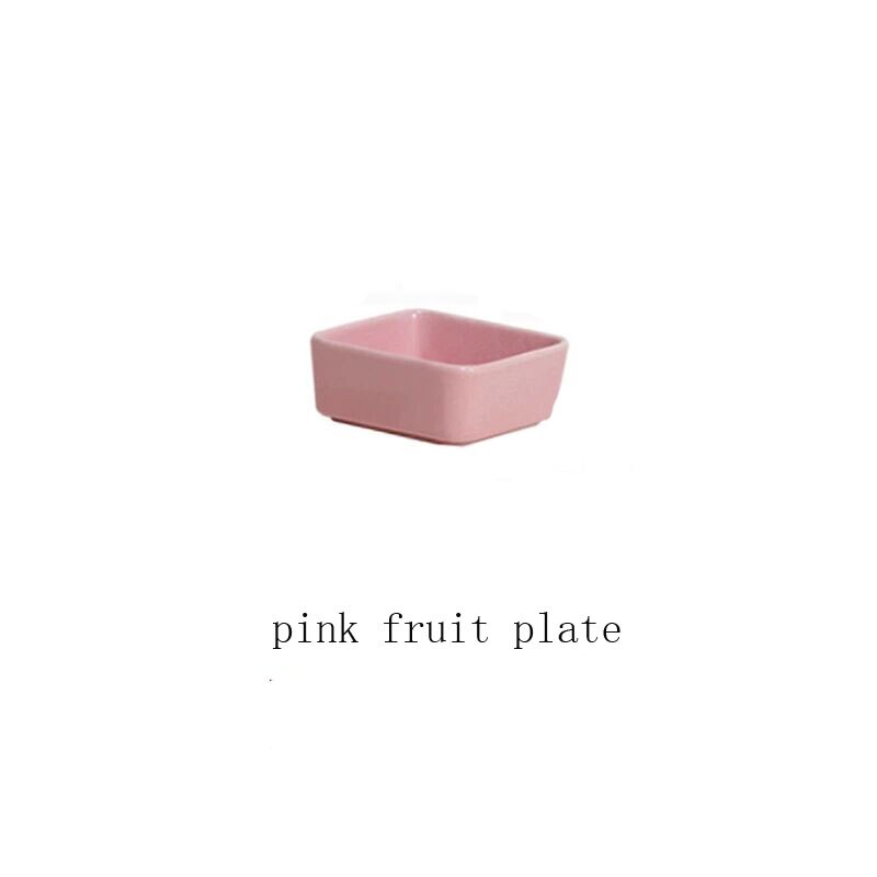 Ceramic Dessert Nut Snacks Plate Bamboo Wood Tray Multi Grid Dessert Plates Multifunction Foods Classify Snack Dishes: pink