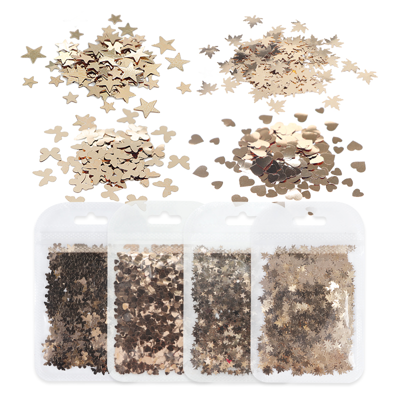 4 zakjes herfst esdoornblad nail art pailletten decoratie holografische kameleon glittervlokken uv gellak tools kerstnagels: Gdsj -4 stuks