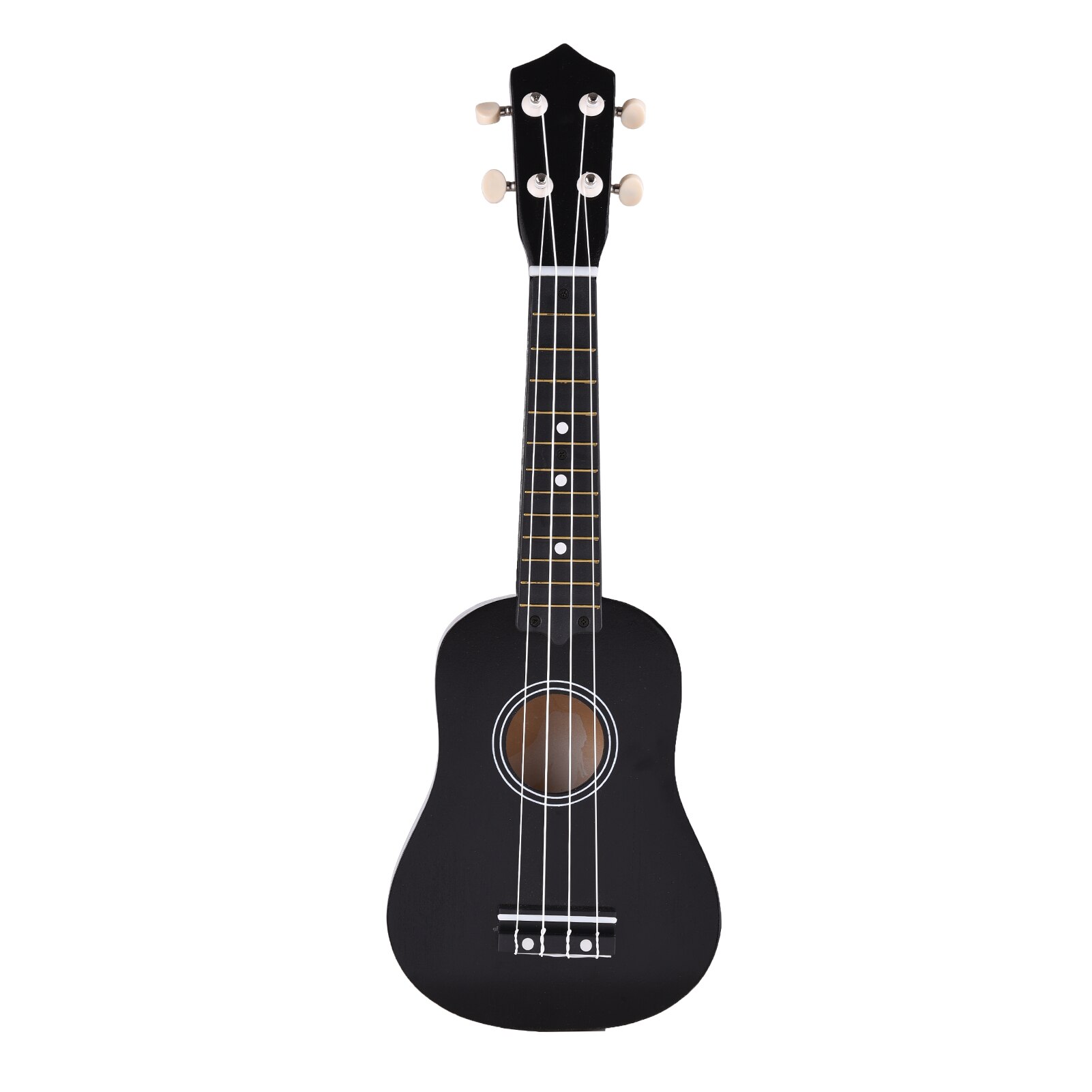 Muslady-ukelele de 4 cuerdas de 21 pulgadas, instrumento Musical de madera, bajo, pequeño, para niños, color Beige: Black