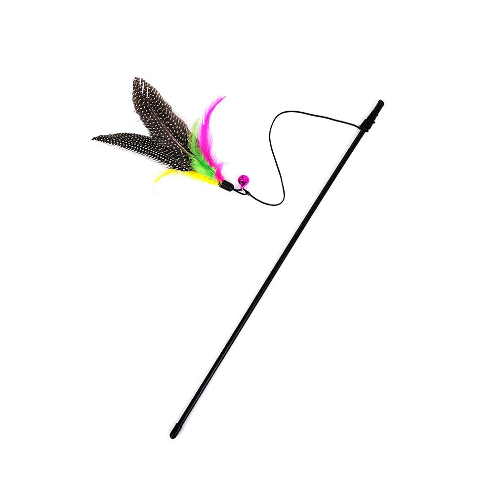 Huisdier Kat Teaser Speelgoed Veer Wand Cat Catcher Teaser Stok Kat Interactieve Speelgoed Houten Staaf Speelgoed Met Mini Bel Veer voor Katten Kitten