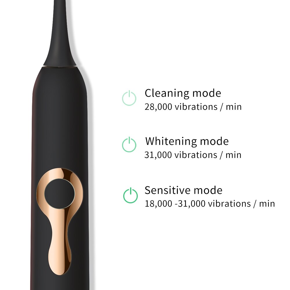 Here Mega Sonic Electric Toothbrush Smart Rechargeable Adult Toothbrush heads Replaceable Whitening waterproof LCD Screen 608