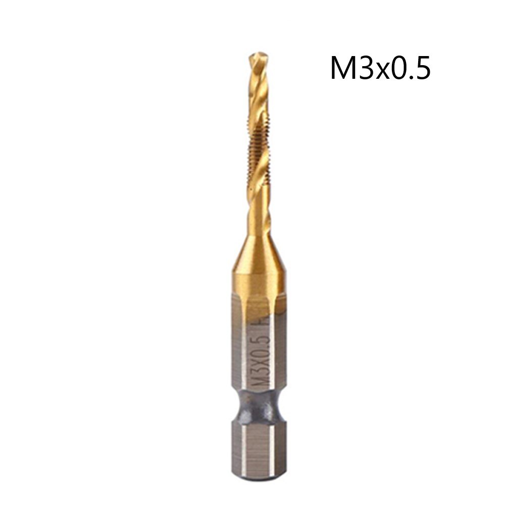 Hex Shank Titanium Plated HSS Screw Thread Metric Tap Drill Bits Screw Machine Compound Tap M3 M4 M5 M6 M8 M10 Hand Tools: G
