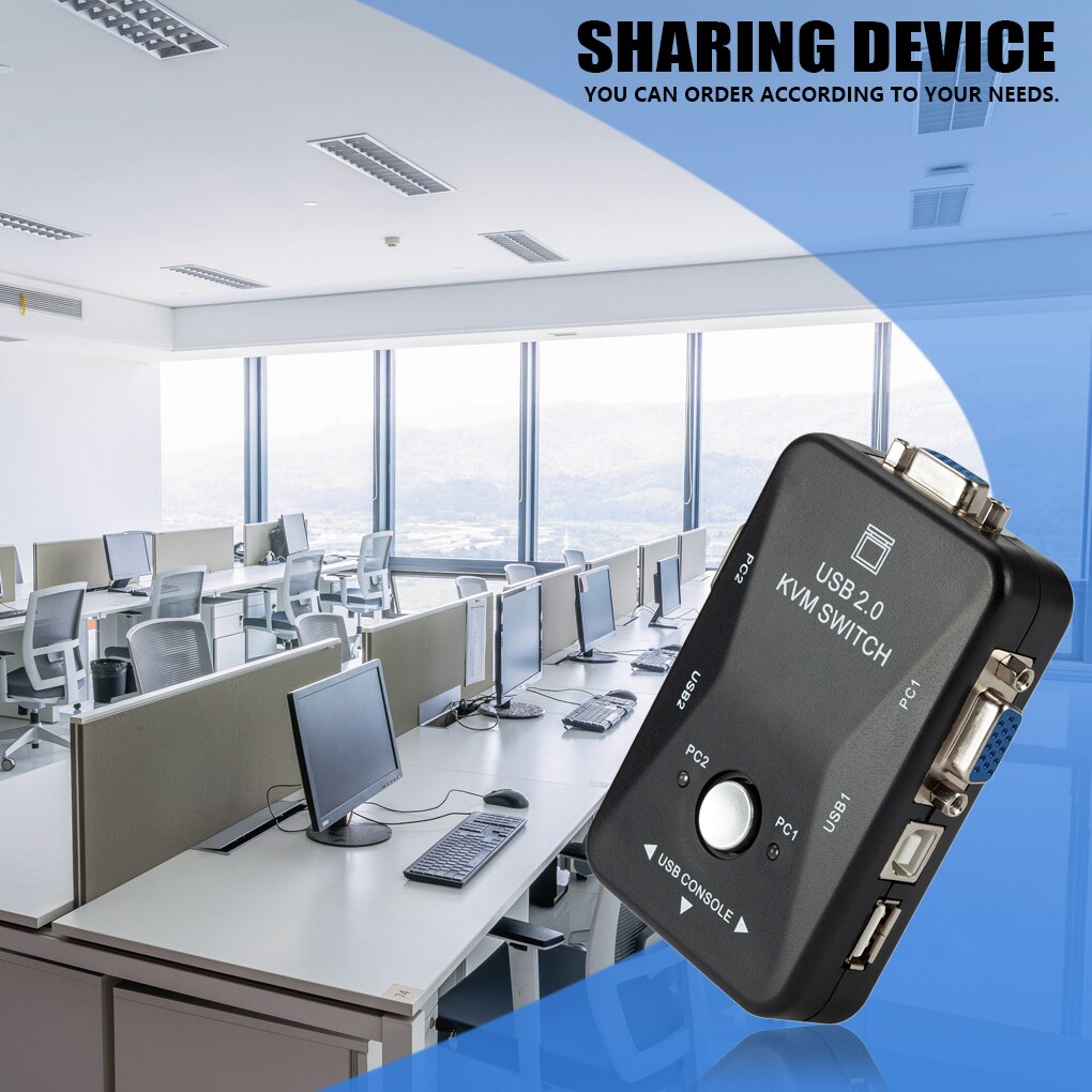 KVM Switch Box 2 Port 2-in-1 250MHz Keyboard Mouse Switcher Replaceable Splitter Household Office Improvement Adapter