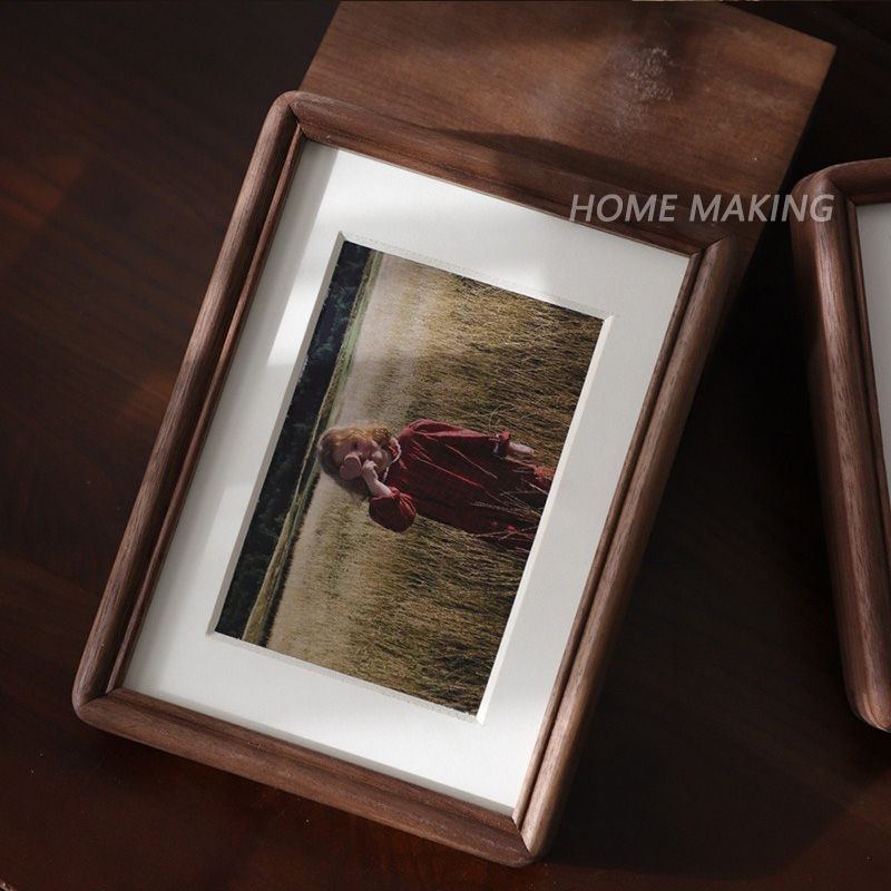 Marco de fotos de madera hecho a mano Retro con dibujos animados de paso, marco de fotos de escritorio de pie Vertical/Horizontal, decoración de pared colgante: YELLOW